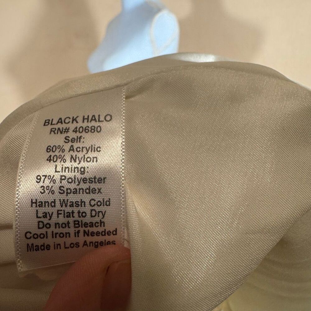 Black Halo Cream Lace Fit & Flare Mini Dress | Size 6 | Illusion Neckline - Picture 12 of 12